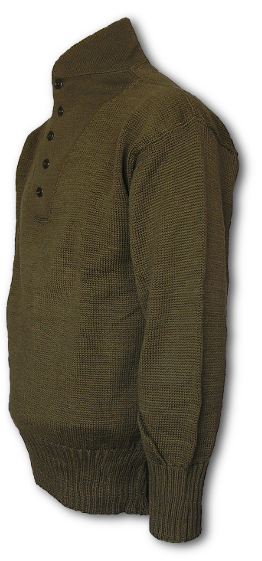 US ARMY WW2 Uniform Winter Pullover OD Sweater High neck 5 button Gr L