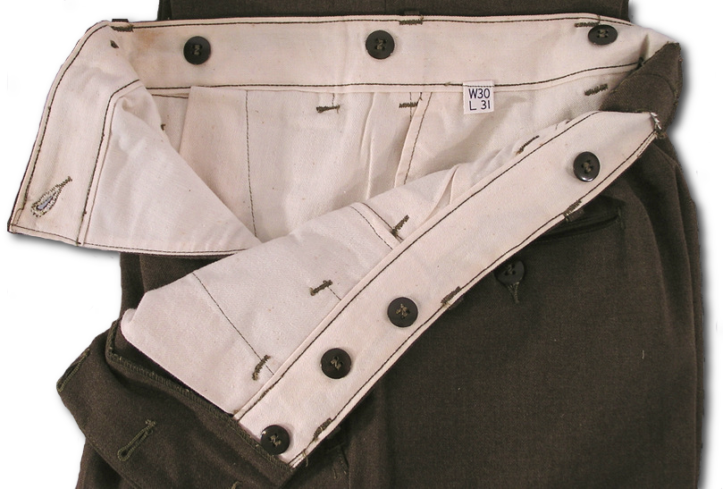 Suspender Buttons and Size Label details.