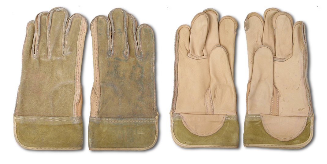 Top and bottom views of Specification PQD 35A; Gloves, Heavy Leather.