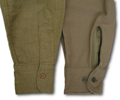 On the right a shirt-style cuff is shown and on the right is the lapped style.