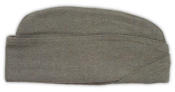 Right side of the Australian made enlisted man's garrison cap. This cap was made in the standard U.S. Army pattern. The fabric is the same used to make the short, battledress style jacket shown below. Right side of the Australian made enlisted man's garrison cap. This cap was made in the standard U.S. Army pattern. The fabric is the same used to make the short, battledress style jacket shown below
