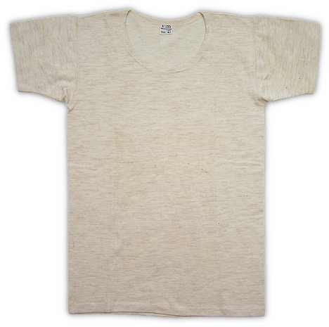 Australian made lightweight, wool blend, short‐sleeve undershirt. The use of short sleeves was a departure from the American made wool blend undershirts which had long sleeves. Most Australian made knit goods retained their natural color due to a lack of adequate dyes. Australian made lightweight, wool blend, short‐sleeve undershirt. The use of short sleeves was a departure from the American made wool blend undershirts which had long sleeves. Most Australian made knit goods retained their natural color due to a lack of adequate dyes.