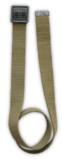 The M‐1937 waist web belt (specification QMC 6‐105, 25 March 1938) was the standard belt worn with khaki cotton trousers. Components consisted of an olive‐drab woven cotton belt that was 1¼‐inches wide and had a frame friction buckle clamped to one end and a small metal clip at the opposite end to prevent unraveling. Initially, specifications called for buckles to be made of blackened brass, but in the fall of 1941 the use of substitute standard materials was authorized including buckles made of oxidized steel alloy and buckle components made from stampings. Non‐regulation khaki shade web belts and solid buckles were sold at post exchanges and retail outlets and were also worn with khaki trousers. The M‐1937 waist web belt (specification QMC 6‐105, 25 March 1938) was the standard belt worn with khaki cotton trousers. Components consisted of an olive‐drab woven cotton belt that was 1¼‐inches wide and had a frame friction buckle clamped to one end and a small metal clip at the opposite end to prevent unraveling. Initially, specifications called for buckles to be made of blackened brass, but in the fall of 1941 the use of substitute standard materials was authorized including buckles made of oxidized steel alloy and buckle components made from stampings. Non‐regulation khaki shade web belts and solid buckles were sold at post exchanges and retail outlets and were also worn with khaki trousers.