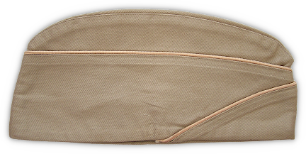Khaki cotton field cap (specification PQD 13, 10 January 1941) approved by the Quartermaster Corps on 23 December 1940 for wear with the khaki cotton uniform in the continental US and overseas. This cap was used for both field and garrison wear and replaced the olive‐drab service hat (campaign hat) and service cap. Known as an overseas cap in WW1, and a field cap prior to WW2, the nomenclature was officially changed to the more familiar garrison cap in the spring of 1942. Khaki cotton field cap (specification PQD 13, 10 January 1941) approved by the Quartermaster Corps on 23 December 1940 for wear with the khaki cotton uniform in the continental US and overseas. This cap was used for both field and garrison wear and replaced the olive‐drab service hat (campaign hat) and service cap. Known as an overseas cap in WW1, and a field cap prior to WW2, the nomenclature was officially changed to the more familiar garrison cap in the spring of 1942.