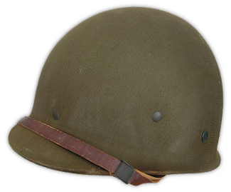 The M‐1 helmet (complete) consisted of a steel helmet shell and a removable liner, which is shown here.  Early M‐1 liners were made of a fiber composition similar to sun helmets of the time.  During training or in rear areas overseas, the liner was often worn by itself when the steel shell wasn't otherwise required.