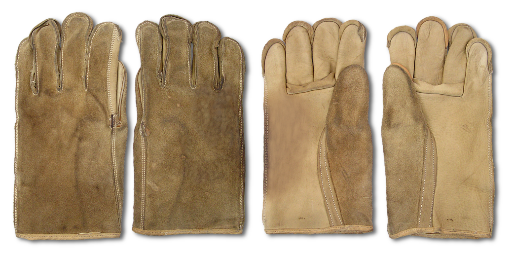 Top and bottom views of Specification CQD 38; Gloves, Heavy Leather.