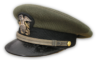 Side view US Navy officer's aviation winter service cap.