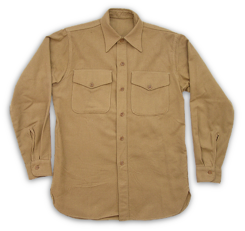 Front view of Navy khaki flannel shirt.