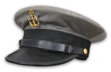 Side view of Chief Petty Officer's combination cap with gray cover.