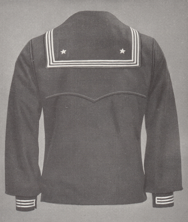 This is an illustration from the 1941 Navy Uniform Regulations showing the back of the dress blue jumper.