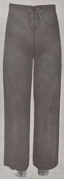 This is an illustration from the 1941 Navy Uniform Regulations showing the back of the enlisted man's blue trousers.