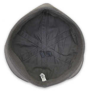 Inside view of enlisted men's gray hat. Note cloth loops for attaching laundry ties.