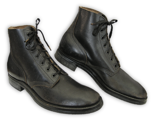 US Navy black high-top shoes.