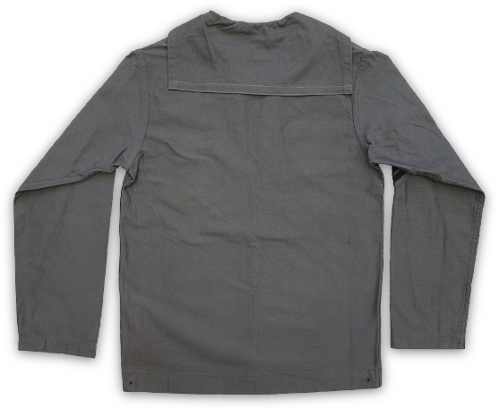 Back view of enlisted men's gray working jumper.