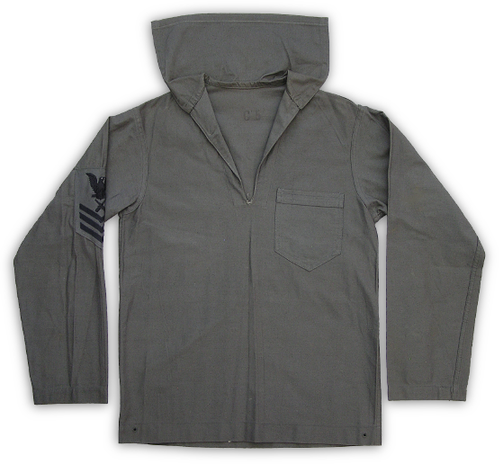 Front view of enlisted men's gray working jumper.