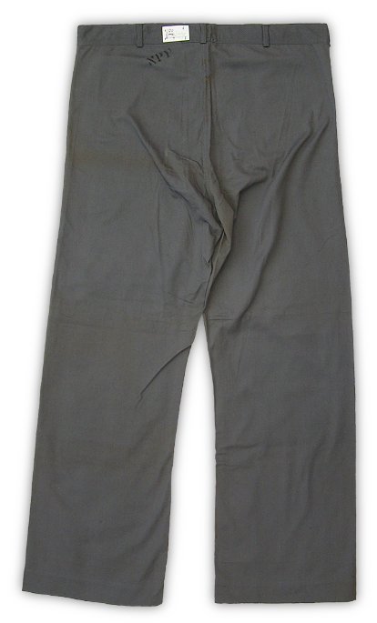Back view of enlisted men's gray working trousers.