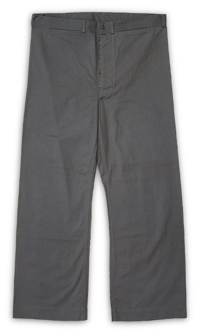 Front view of enlisted men's gray working trousers.