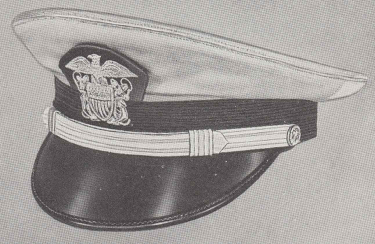 The commissioned officer's khaki cotton service cap as it appeared in the 1941 Navy Uniform Regulations.
