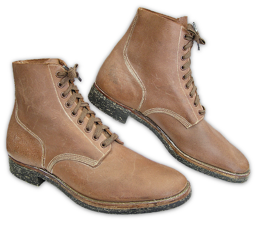 US Navy high-top field shoes.  These shoes were designed for rugged field use and were issued to men assigned to overseas base installations, construction battalions, and other field operations.