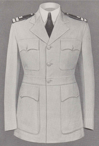 An illustration of the khaki cotton working coat as it appeared in the 1941 Navy Uniform Regulations manual.