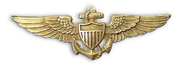 A sterling silver naval aviator's badge that pilots wore above the left breast pocket of the khaki working coat.