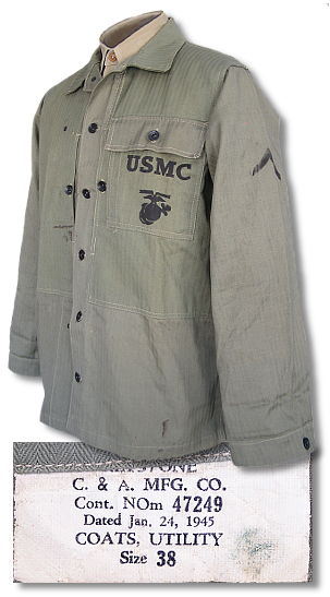 USMC utility coat pattern of 1944 made by the Keystone Coat & Apron Co. of Philadelphia, PA.